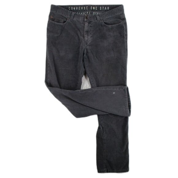 36x32 Distressed Converse One Star Men's Greenwich Straight Grey Corduroy Jeans - Picture 1 of 10